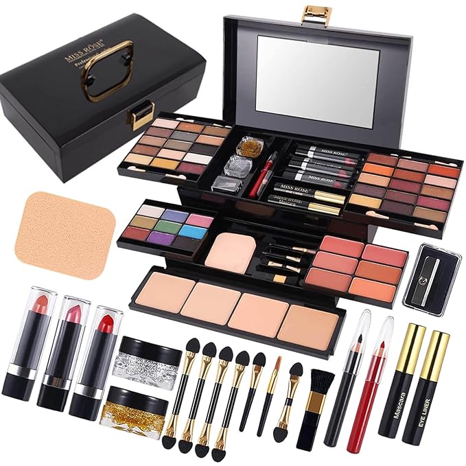 M 58 Color Professional Makeup Kit, makeup pallet,All In One Makeup Set for Women Girls Beginner,Include Eyeshadow Facial Blusher Eyebrow Powder Face Concealer Powder Eyeliner Pencil and a Mirror(331Y)