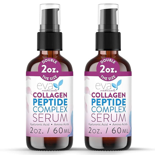 Collagen Peptide Serum for Face – Anti Aging Facial Treatment with Peptides & Hyaluronic Acid – Gentle for Sensitive Skin, Microneedling Pen, Derma Roller, Skin Firming & Hydrating (2 Oz) (2 Pack)