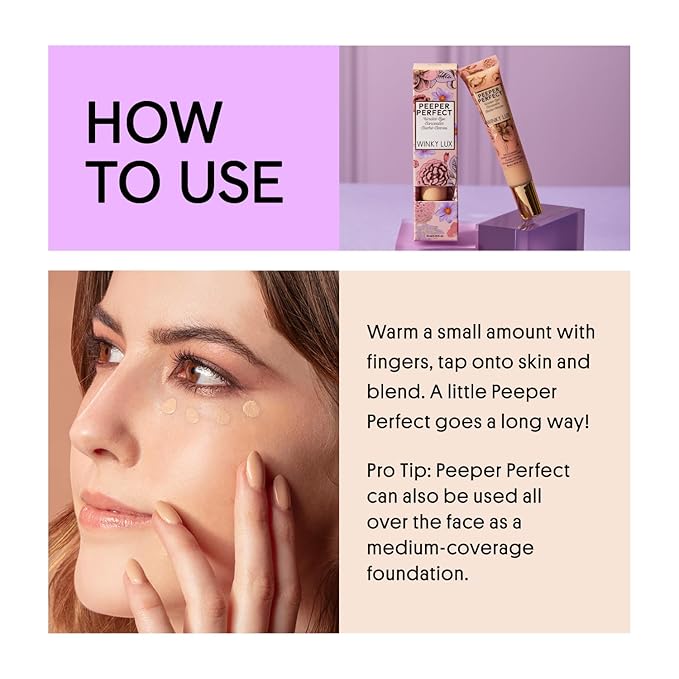 Winky Lux Peeper Perfect Under Eye Concealer, Makeup & Eye Brightener, Full Coverage Concealer for Dark Circles, Color Corrector & Eye Primer, With Collagen, Hyaluronic Acid & Vitamin E (Golden Beige)