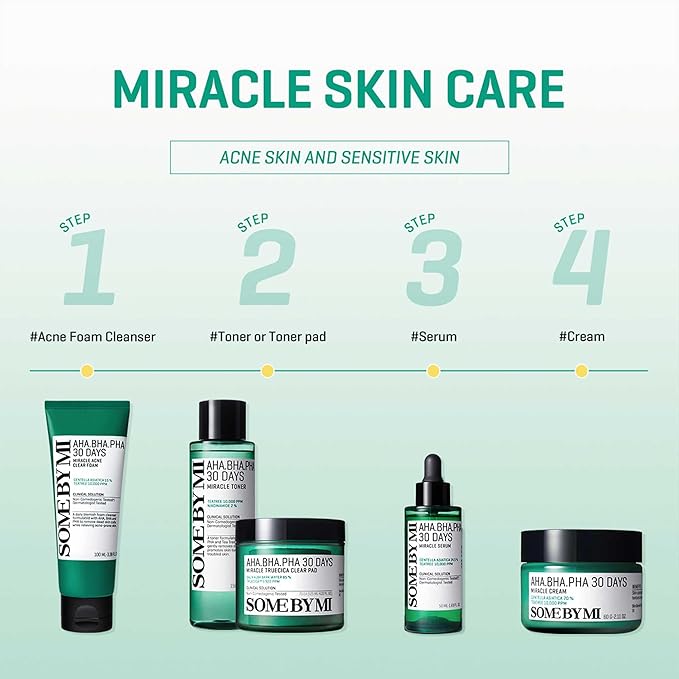 SOME BY MI AHA BHA PHA 30 Days Miracle Cream - Pack of 2 - Mild Exfoliating Salicylic Acid & Centella Face Moisturizer for All Skin Types - Daily Soothing & Clarifying Face Cream - Korean Skin Care