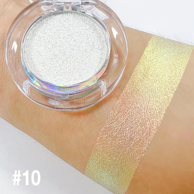 evpct Blonde gold Mermaid pink Holographic Glitter Sparkle Chameleon Chrome Eye Shadow Palette Makeup for Older Women, Duochrome Chromatic Multichrome Metallic iridescent Eyeshadow Palette Singles