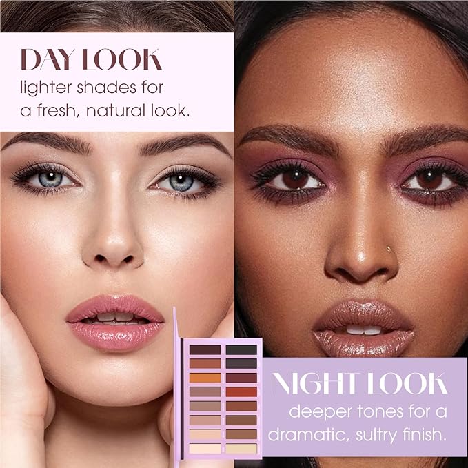 Lamora Eyeshadow Palette Makeup - Eye Makeup Palette with 16 Highly Pigmented Matte Shades - Vegan & Blendable