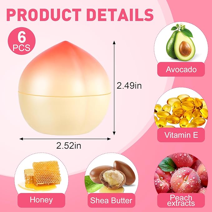 6 Pack Moisturizing Hand Cream Set, Small Gifts for Women, Bulk Hand Lotion for Dry Cracked Hands, Teacher Appreciation Gifts, Bridesmaid Gifts, Bridal Shower Gifts and Birthday Gifts, 1.06 Oz (Peach)