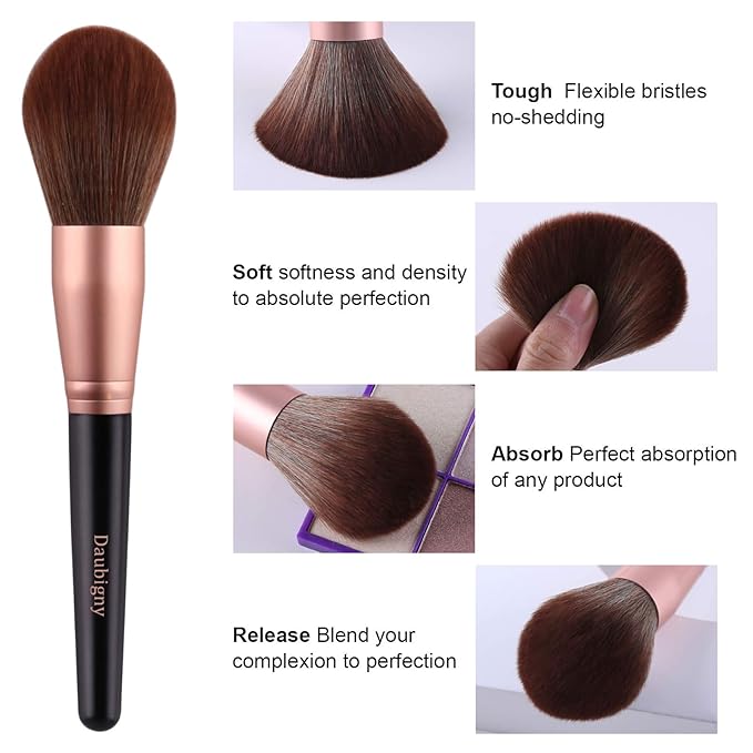 Makeup Brushes, Daubigny 16Pcs Premium Synthetic Makeup Brush Set with Professional Foundation Brushes Powder Concealers Eye shadows Blush Makeup Brush for Perfect Makeup (Black)