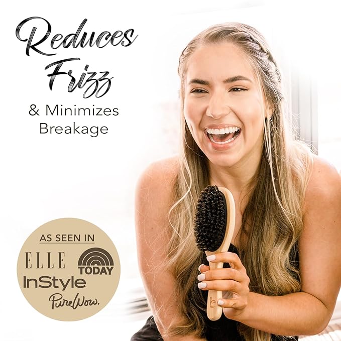 Boar Bristle Hair Brush for Women and Men, Natural 100% Soft Boars Hairbrush for Fine and Thin Hair