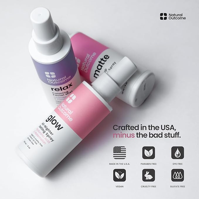 natural outcome Face Mist Trio Collection – Hydrating Facial Mist Spray for Glowing Skin – Rosewater, Lavender & Hyaluronic Acid – Makeup Setting & Refreshing Face Spray Mist