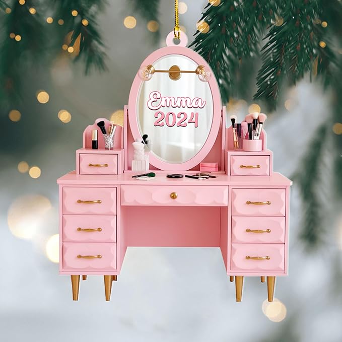 Personalized Makeup Tools Ornament – Custom Beauty Christmas Tree Decoration, Holiday Keepsake Gift for Makeup Artists, Cosmetologists, Beauty Lovers, Salon Owners, Families and Coworkers (MKH9)