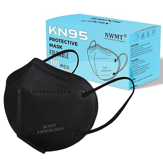 Black KN95 Face Masks 100 Pack Breathable Disposable Face Masks