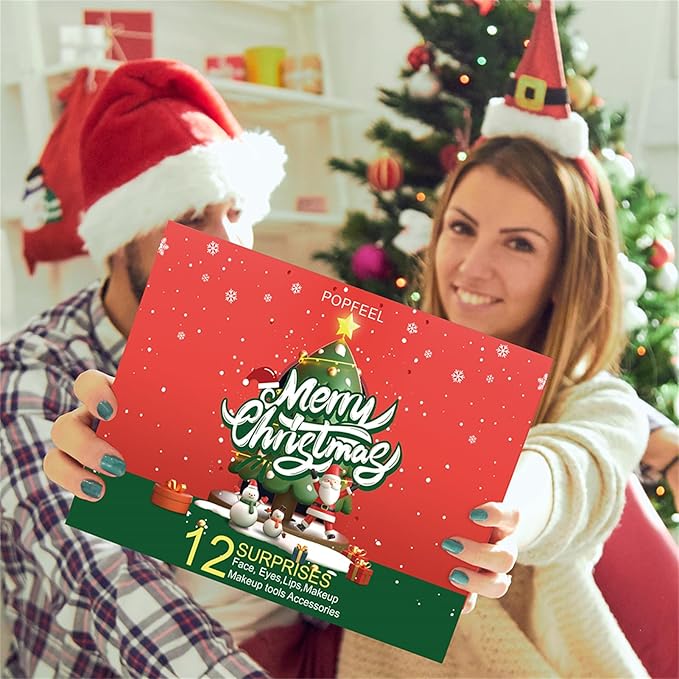 Makeup Advent Calendar 2025, 24 Days Christmas Gifts for Teenage Girls Women, Surprise Gift Christmas Countdown Calendar All in One Makeup Kit Gifts with Eyeshadow Palette Lipstick Foundation Eyebrow