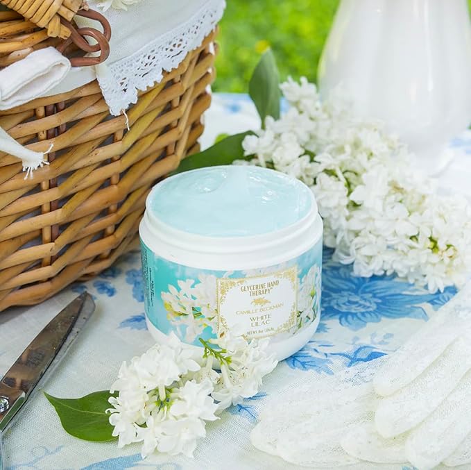 Camille Beckman Glycerine Hand Therapy Cream, White Lilac, 8 Ounce
