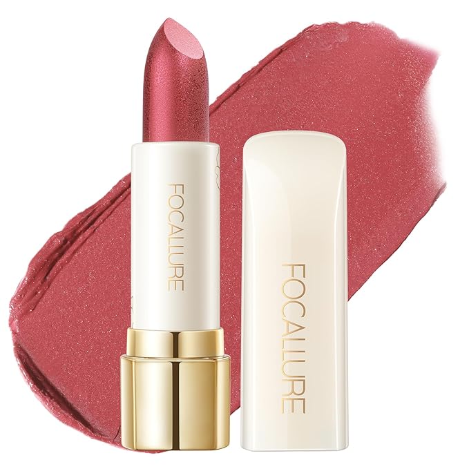 FOCALLURE Moisturizing Shiny Lipstick,Pearl Shimmery Finish,Hydrating Tinted Lip Balm with Creamy Texture,Long Lasting High Pigmented Lip Stain,One Bite