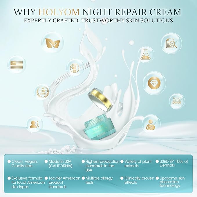 Anti-Aging Night Cream - Overnight Repair with Ceramides, Collagen Peptides and Hyaluronic Acid Deeply Hydrating, Non-Greasy, Fragrance-Free • 2.12 fl oz