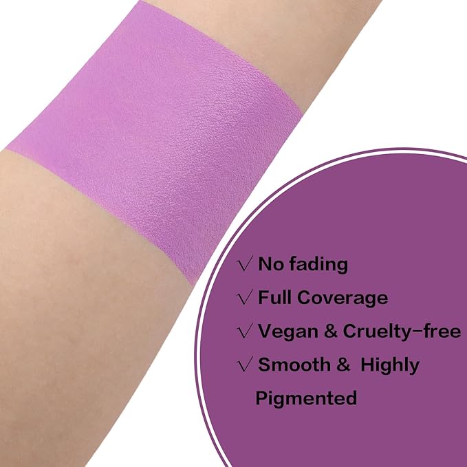 BADCOLOR Light Purple Face Paint Stick, Cream Lavender Periwinkle Eye Black, Sweatproof Waterproof for Sports Violet Lilac Halloween SFX Ursula Cosplay Costume Makeup