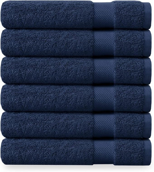 Delara Organic Cotton Luxuriously Plush Washcloths Pack of 6 | GOTS & Oeko-TEX Certified | Premium Quality Face Towels | Feather Touch Technology|650 GSM Long Staple|Soft, Quick Dry & Ultra-Absorbent