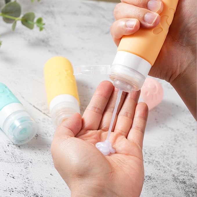 18 Pack travel Bottles for Toiletries, TSA Approved Silicone Travel Containers Leak Proof Refillable Travel Accessories for Shampoo Conditioner Lotion Body Wash(Multicolored E)