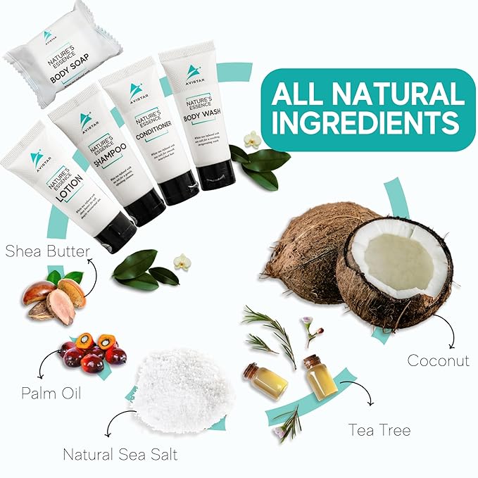 270 Piece Hotel Soap & Bulk Toiletries - Travel Essentials for Hosts & Guests - Hotel Shampoo & Conditioner Supplies for Guests, Hotel Toiletries Bulk Set, Mini Bulk Travel Size Toiletries