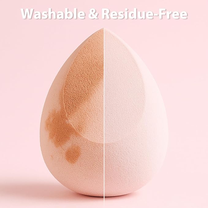 Makeup Sponge Set Foonbe Blender Sponges 7 Pcs for Liquid, Cream, and Powder, Latex Free, Multi colored Beauty Sponges with 1 Mini Sponge, Vegan & Cruelty-Free