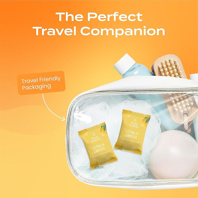 Body Restore Shower Steamers Aromatherapy 15 Pack - Birthday Gifts for Women, Men, Travel Essentials, Stress Relief, Relaxation, Self Care, Bath Bombs - Citrus