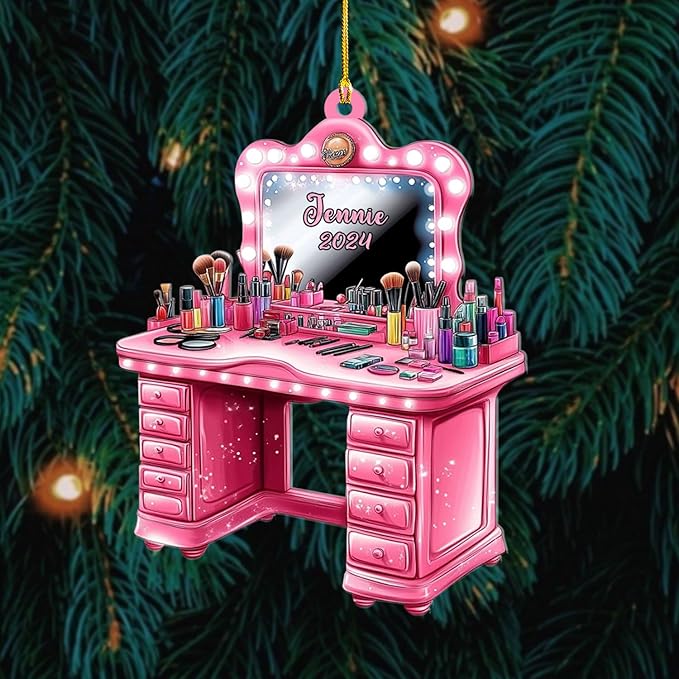 Personalized Makeup Tools Ornament – Custom Beauty Christmas Tree Decoration, Holiday Keepsake Gift for Makeup Artists, Cosmetologists, Beauty Lovers, Salon Owners, Families and Coworkers (MKH2)
