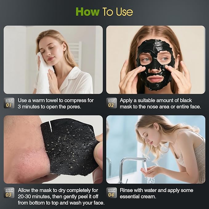 Bamboo Charcoal Blackhead Remover Mask – Peel Off Face Mask for Deep Pore Cleansing |Reduce Blackheads & Excess Oil,Refines Pores for All Skin Types(2.8 Ounce (Pack of 1), Aloe Vera)