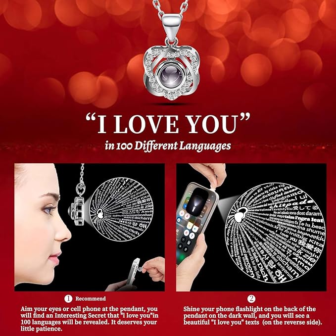 2 Preserved Real Rose with Heart I Love You Necklace- Eternal Rose Birthday Gifts for Women Wife Girlfriend Her Mom Grandma on Festivals Gifts Christmas Valentines Mothers Day Anniversary-Red Rose