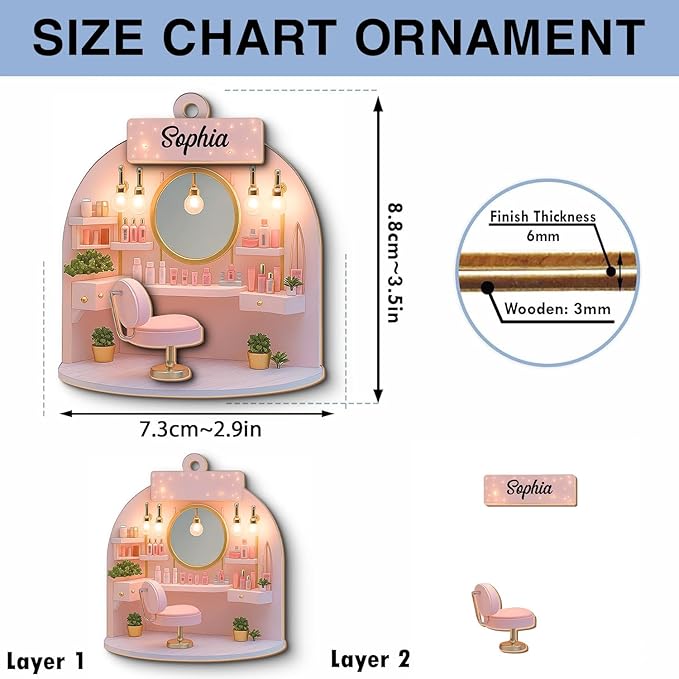 Personalized Makeup Tools Christmas Ornament 2025, Makeup Box Christmas Ornament Gift for Makeup Artist, Christmas Tree Decor for Makeup Shop, Gift for New Makeup Coworkers (Makeup 1)