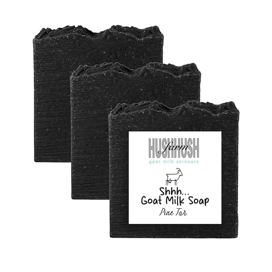 Organic Goat Milk Soap Bar for Face & Body | Handmade with Goat Milk Soap Bar for Sensitive Skin, Essential Oils | Moisturizing Vitamin-Rich Skincare - Pine Tar 3 Pack