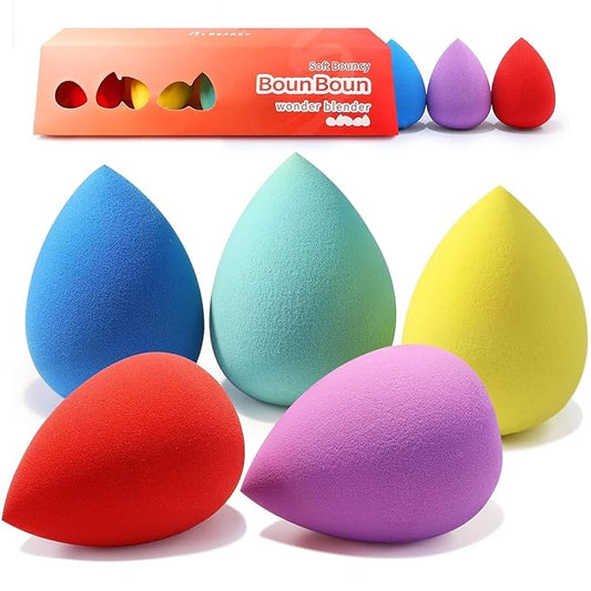 BEAKEY Makeup Sponge Set 5 Pack Micro Porous Low Absorption Soft Latex Free Foundation Beauty Sponges & Blenders for Powder Cream, Stocking Stuffers for Women