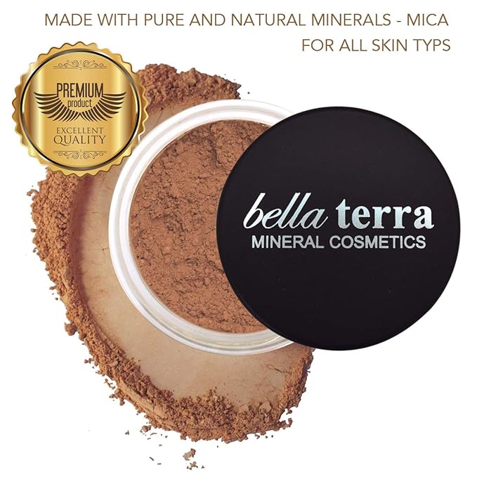 Bellaterra Cosmetics Mineral Powder Foundation | Long-Lasting All-Day Wear | Buildable Sheer to Full Coverage – Matte | Sensitive Skin Approved | Natural SPF 15 (Cafe) 9 grams
