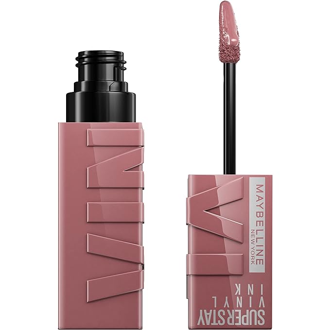 Maybelline Super Stay Vinyl Ink Longwear No-Budge Liquid Lipcolor Makeup, Highly Pigmented Color and Instant Shine, Awestruck, Pink Lipstick, 0.14 fl oz, 1 Count