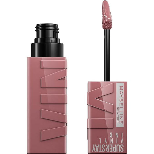 Maybelline Super Stay Vinyl Ink Longwear No-Budge Liquid Lipcolor Makeup, Highly Pigmented Color and Instant Shine, Awestruck, Pink Lipstick, 0.14 fl oz, 1 Count