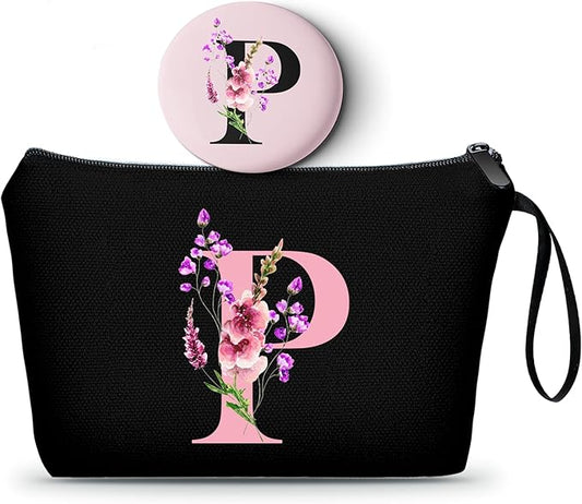 Happy Birthday Friendship Womens Bridesmaid Coolest Gifts for Sister Teacher Coworkers Personalized Travel Makeup Cosmetic Bag with Mirror Valentines Mothers Day Christmas Graduation P