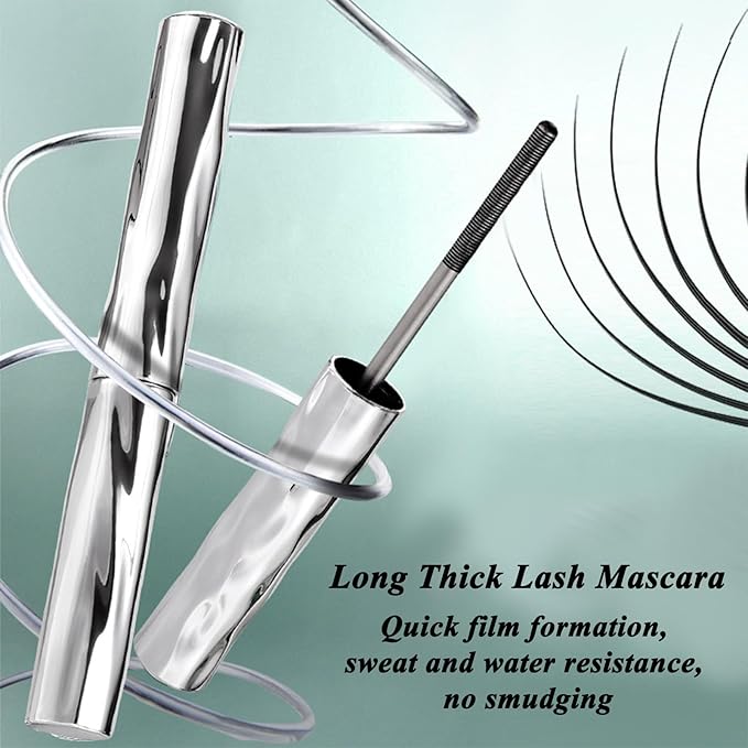 Seattle Get Mascara, Seattleget Mascara, Iron Wand Mascaras, Long Thick Curl Lash mascaras, 3D Curling Eyelash Iron Mascaras, Waterproof, Sweat-Proof, Non-smudged (Black*2)