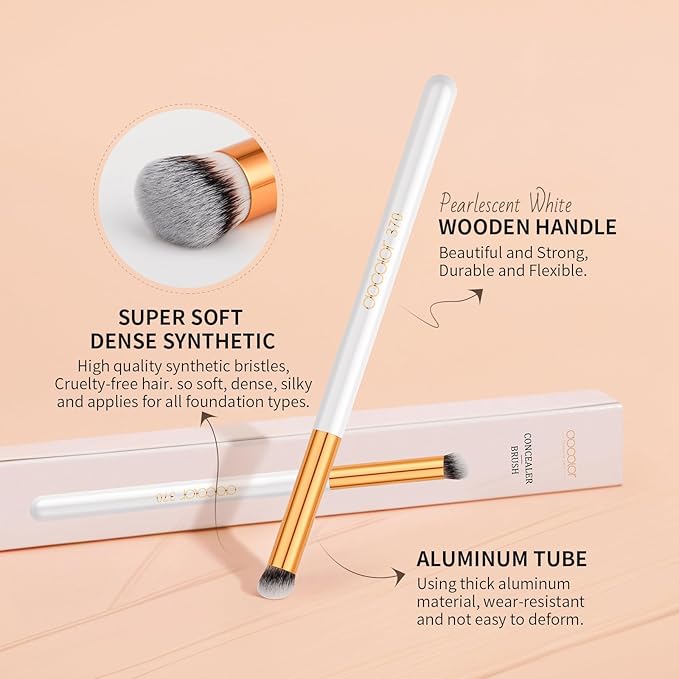 docolor Concealer Brush 370 Angled Concealer Brushes Under Eye Small Mini Concealer Angled Flat Top Kabuki Nose Contour Brush for Concealing Blending Setting
