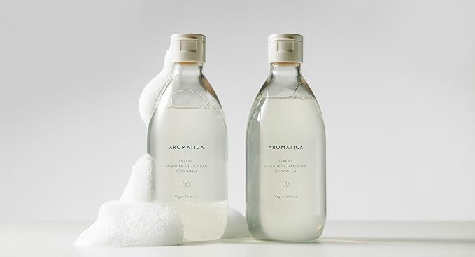 AROMATICA Serene Body Wash Lavender & Marjoram 10.14oz / 300ml, Vegan, Daily In-Shower Wash Blended w/Naturally Derived Scents