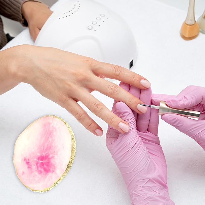 3 Pcs Resin Nail Art Palette, Nail Painting Mixed Color Palettes, Gold Edge Nails Holder Display Board, Nails Gel Color Makeup Display Board Pallet(Green, Pink, Purple)