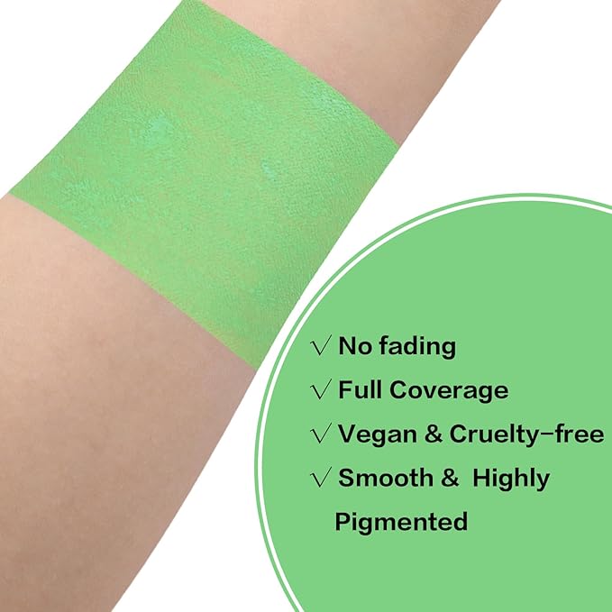 BADCOLOR Light Green Eye Black, Lime Green Face Body Paint for Sports St. Patrick's Day Camouflage Hunting Hulk, Washable Painting Sticks for Halloween Costume SFX Cosplay Witch Grinch Makeup