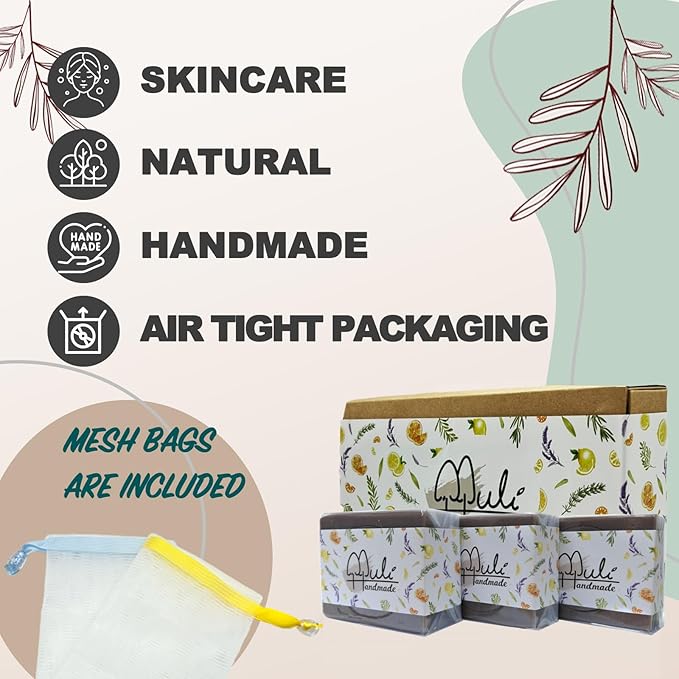 Natural Handemade Bar Soap for Men and Women with Essential oils, Scented Bar Soaps for Bath, Fragrance Regular Use Gift Set (Pack of 3) Comfrey