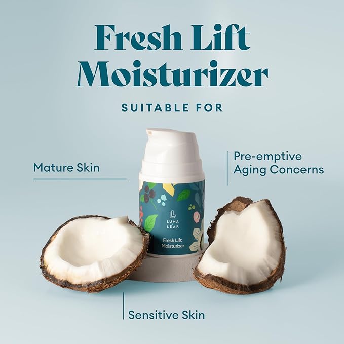 LUMA & LEAF Fresh Lift Peptide Moisturizer | Daily Anti-Aging Face Cream with Hyaluronic Acid & Hibiscus for Firming & Glow | Lightweight Facial Moisturizer for Fine Lines & Wrinkles | 1.7 fl oz