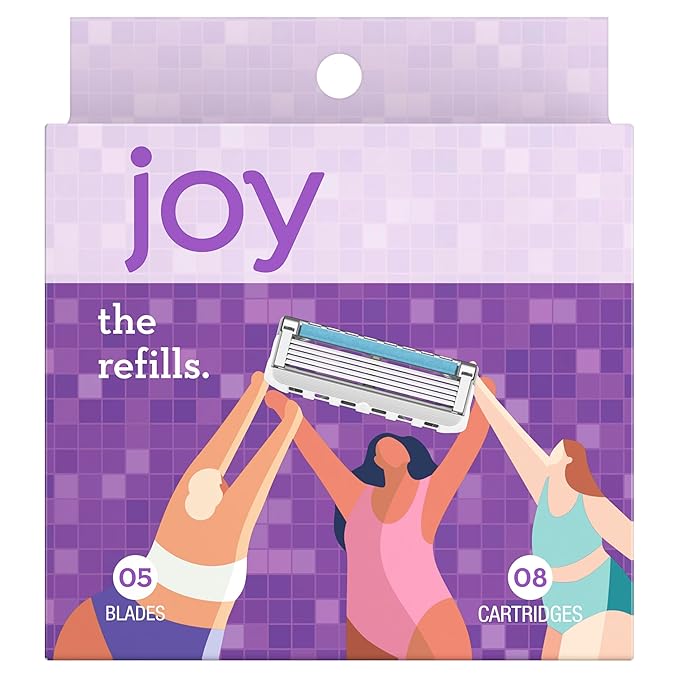 joy Womens Razor Blade Refills, 8 Count, Purple, Lubrastrip to Help Avoid Skin Irritation