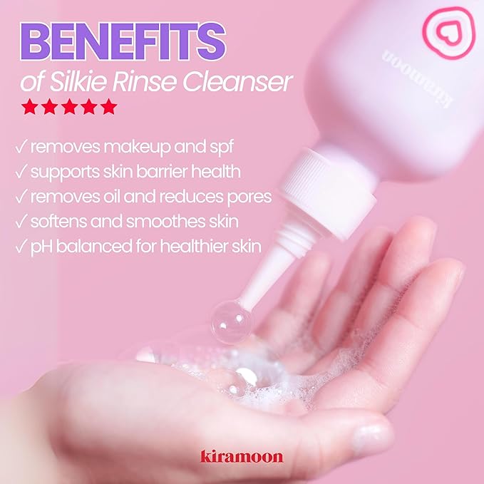 Kiramoon Face Wash Silkie Rinse Hydrating Gentle Face Cleanser for Dry or Sensitive Skin - Hydrating Makeup Remover & Face Wash w/Ceramides & Squalane
