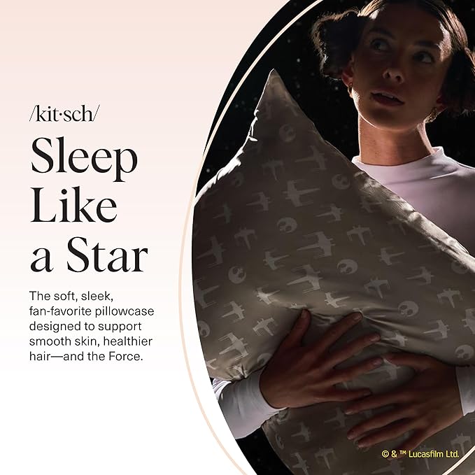 Kitsch x Star Wars Rebel Alliance Satin Pillowcase | Satin Pillowcase with Zipper, Better Than Silk Pillowcase | Frizz-Reducing Pillow Case for Hair & Skin Care, Cooling & Breathable - Standard