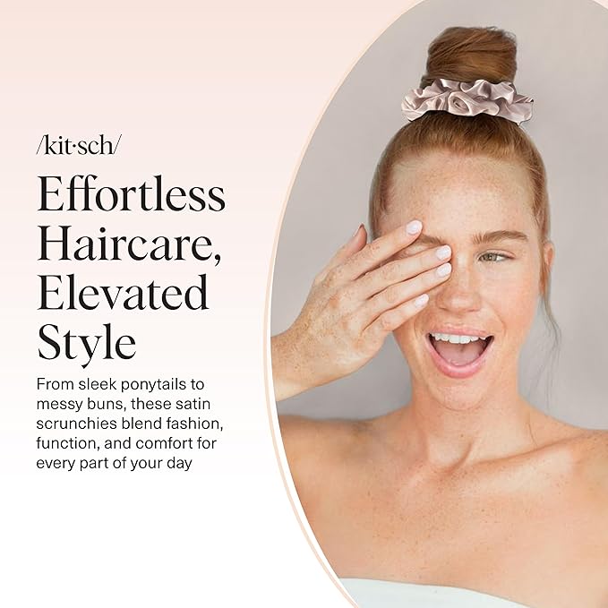 Kitsch Leopard Prints Satin Scrunchies for Women - No Crease Hair Ties for Girls, Scrunchies For All Hair Types and Textures, Perfect for Day or Night | Ideal Gifts for Women - 5 Pcs