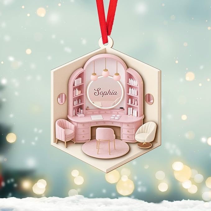 Personalized Makeup Tools Christmas Ornament 2025, Makeup Box Christmas Ornament Gift for Makeup Artist, Christmas Tree Decor for Makeup Shop, Gift for New Makeup Coworkers (Makeup 2)