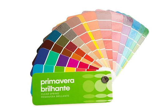 Multilingual Clear/Bright Spring Palette Color Fan by Studio Immagine, Personalized Color Guide for Cost Saving, Smart Shopping, Outfit & Wardrobe Planning; Primavera Brilhante/Invierno Brillante