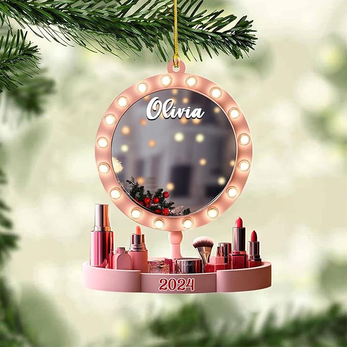 Personalized Makeup Tools Christmas Ornament 2024, Makeup Box Christmas Ornament Gift for Makeup Artist, Christmas Tree Decor for Makeup Shop, Gift for New Makeup Coworkers (MKH14)