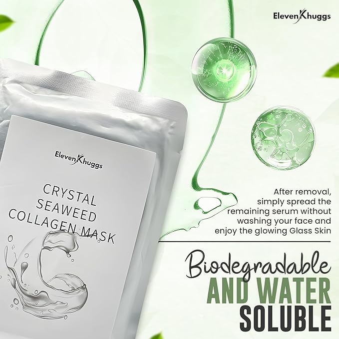 Crystal Seaweed Bio-Collagen Korean Glass Skin Care with Niacinamide Face Sheet Mask Pack of 5 for Deep Hydration and Revitalization