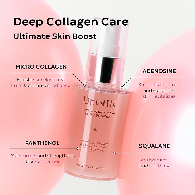 Deep Collagen Face Mist – Hydrating, Wrinkle Care Facial Mist with Panthenol & Adenosine, Refreshing Moisture Boost for Skin Care, Soothing Fine Lines Lightweight Korean Moisturizer - 1.7 Fl Oz