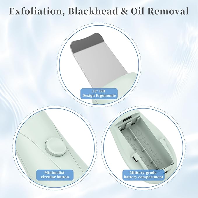 Blackhead Remover Tools, Black Head Remover for Face and Nose, Skin Scrubber Face Spatula Deep Pore Cleaner for Daily Skin Care, Skin Care Tools for Men and Women, Whitehead Removal (Green)