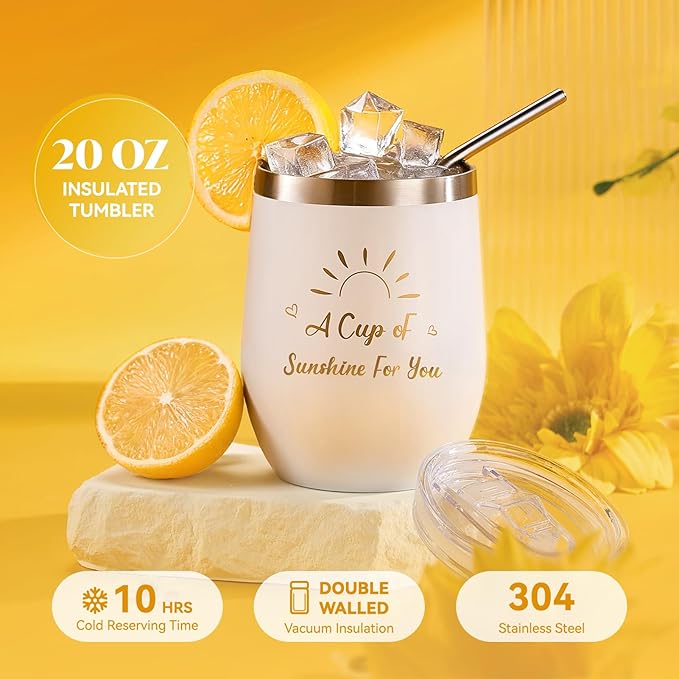 Briney 13Pcs Birthday Gifts for Women, Care Package for Women, Gift Basket, Unique Relaxing Sunflower Themed Present for Mom Wife Sister Best Friend, Yellow